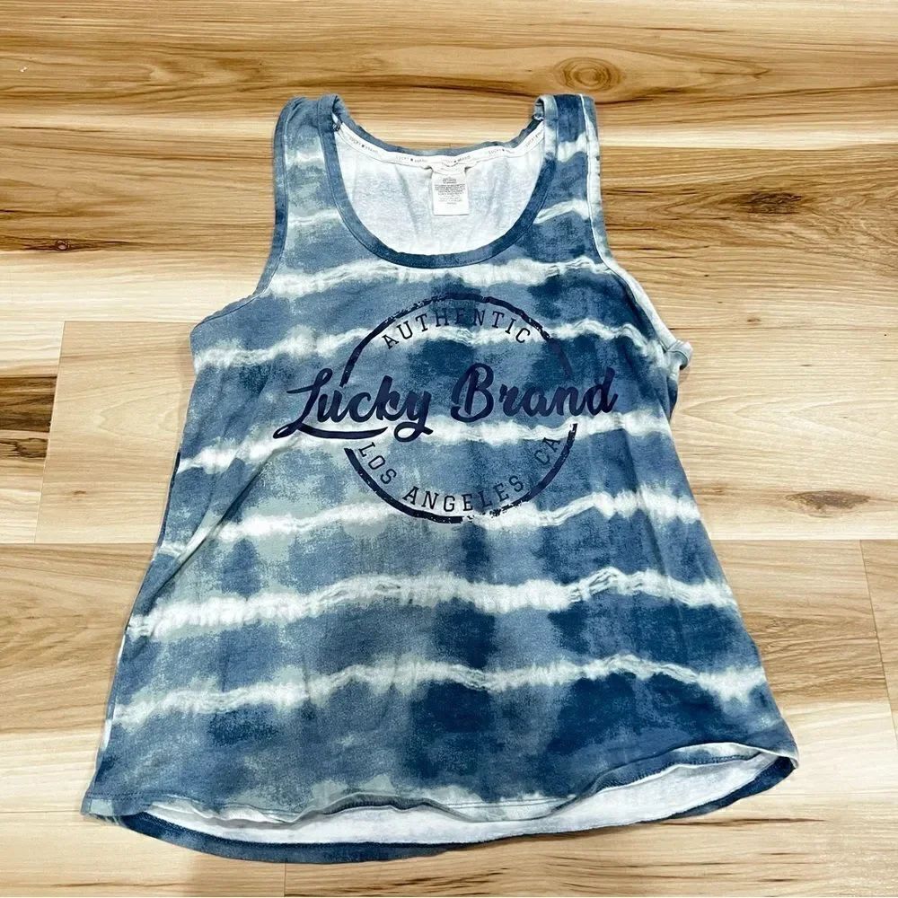 Lucky Brand Tie Dye Logo Racerback Tank Top Women’s Large
